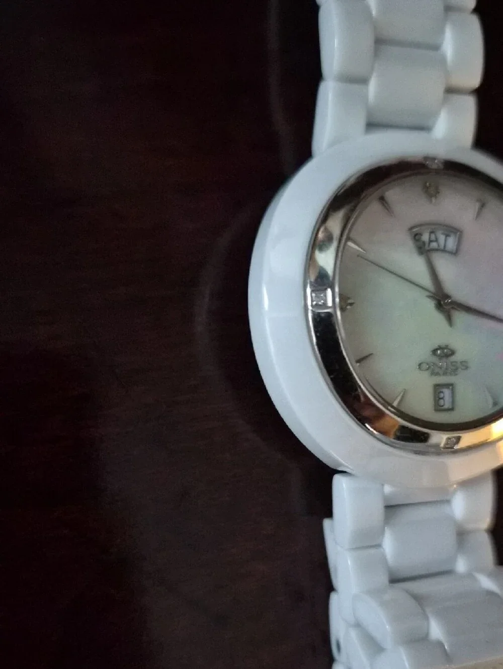 ONISS PARIS Mother Of Pearl With Diamonds Quartz Ceramic Watch